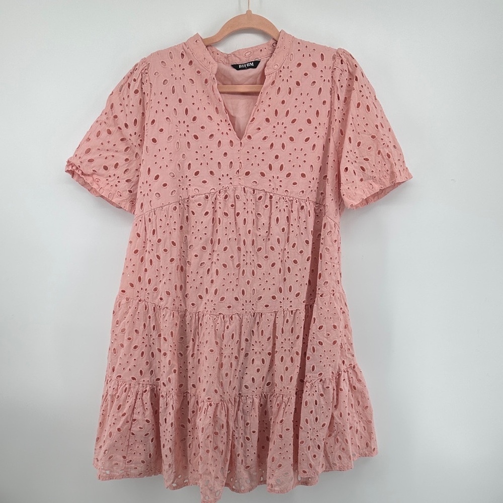 Barbie Boho Summer/Spring Resort Wear Pink Feminine Short Sleeve Dress SzL